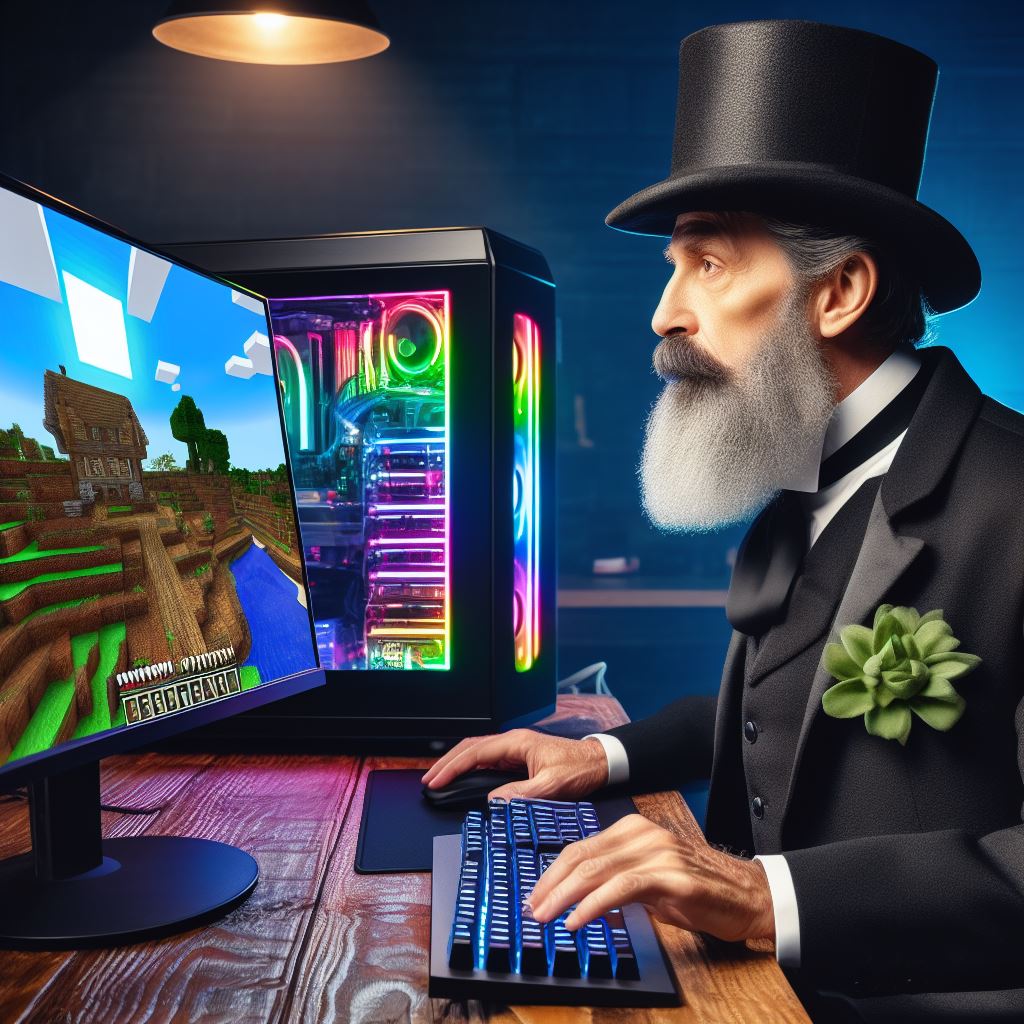 Abraham Lincoln playing Minecraft